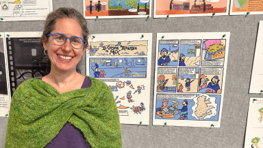 Dre Aimée Dawson présentant sa bande dessinée